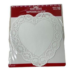 White Heart Doilies Paper Romance Valentine Day Ephemera 16 Pack Crafts u Junk J